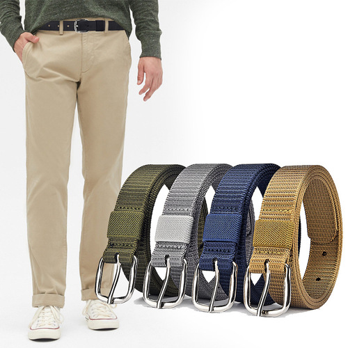 Canvas pin buckle belt, unisex, casual sports, military training, nylon belt, fine workwear, long women's belt