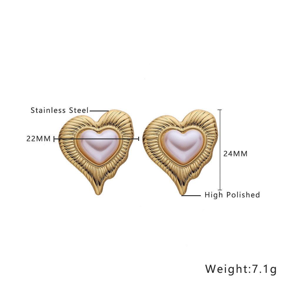 Ear Studs Classification 1 Pair Elegant Retro Heart Shape 304 Stainless Steel Ear Studs