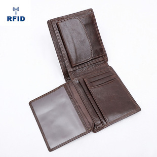 Foreign trade men's leather wallet retro rfid cash anti-theft brush change folding wallet multi-card wallet