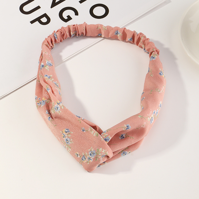 New Retro Floral Elastic Cross  Hair Band display picture 5