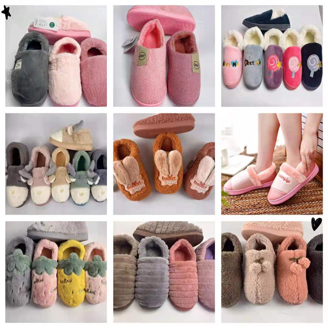 Miscellas for men and women cotton slippers winter warm slippers clearance treatment home non-slip hair shoes supermarket stall shoes