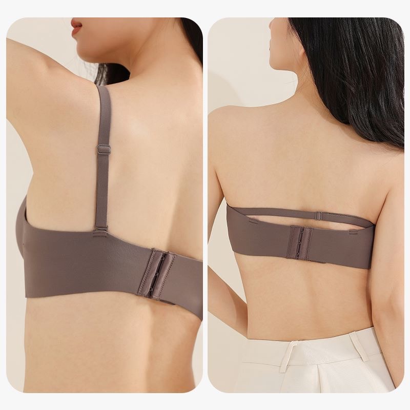 Sin marcas de limpieza de pecho cerrado soporte superior cómodo pecho pequeño mostrando ropa interior grande mujer belleza espalda correa de hombro desmontable sin anillo de acero bra
