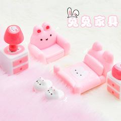 かわいいピンクの少女の家具の樹脂の部品のミニチュアの子供の家のdiyの手作りのクリームのゴムの装飾品のデスクトップの置物