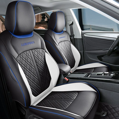 Modelə uyğun (Original) oturacaq örtükləri — Car Seat Cover All Seasons - black-and-white-blue-full-leather-standard-version-remarks-model-year-rear-half-pack