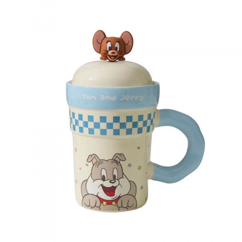 Gatos y ratones auténticos copos de marca encantadores tazas de gran capacidad tazas de cerámica domésticas con tapa de alta calidad de agua taza