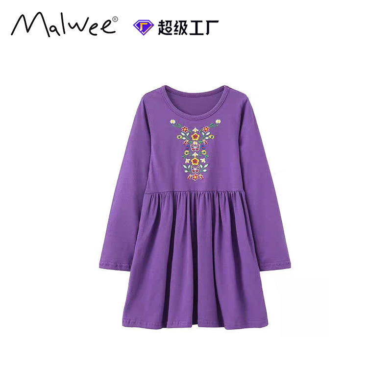 Vestido de niña otoño y invierno nuevo estilo europeo y americano rayas de manga larga vestido de princesa de cuello redondo casual ropa infantil