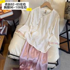 2025夏季国风新中式缎面提花衬衫女改良盘扣刺绣感上衣