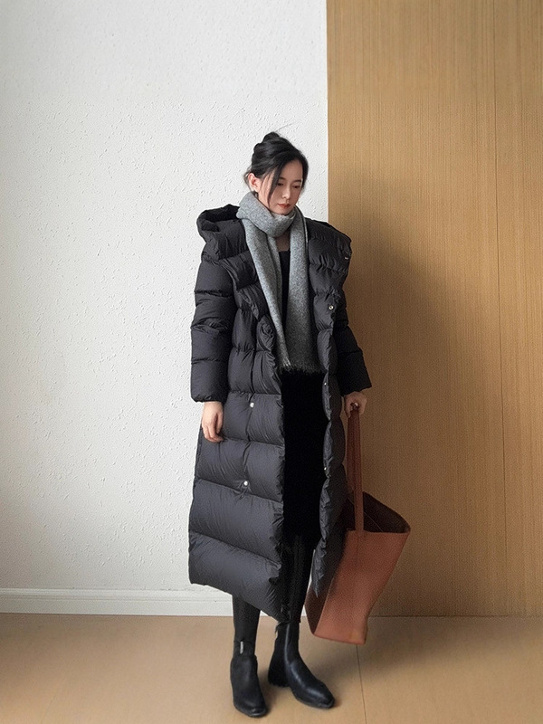 王楚然同款连帽加厚羽绒服女2025新款宽松长款过膝冬保暖显瘦高端|undefined