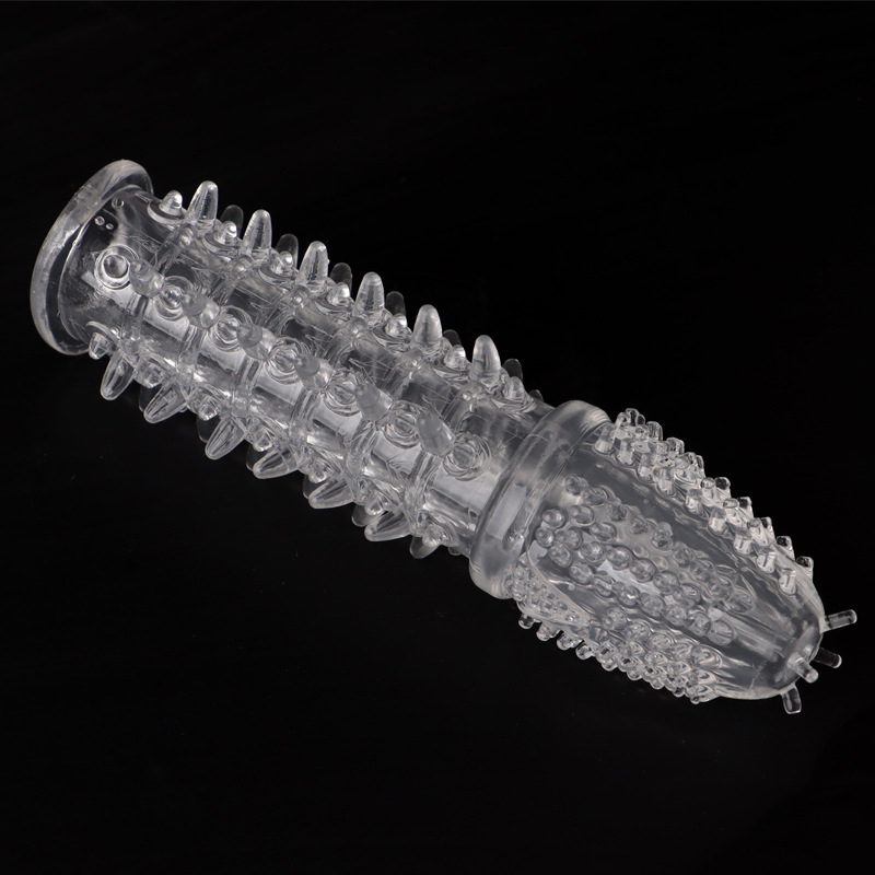 Wolf-Tooth Textured Penis Sleeve, TPE Tight-Fitting Extender, Transparent Boxed — detail image 7