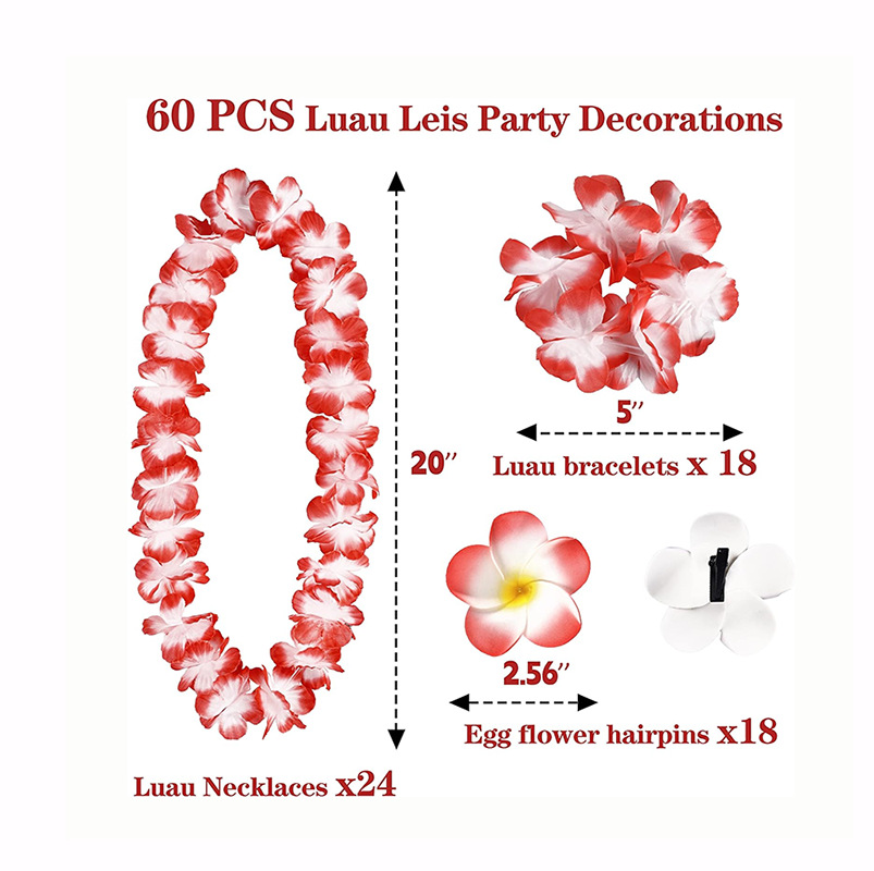 Transfronterizo 60 guirlandas para adultos fiesta de playa de color guirlandas hawaianas accesorios de baile espectáculo