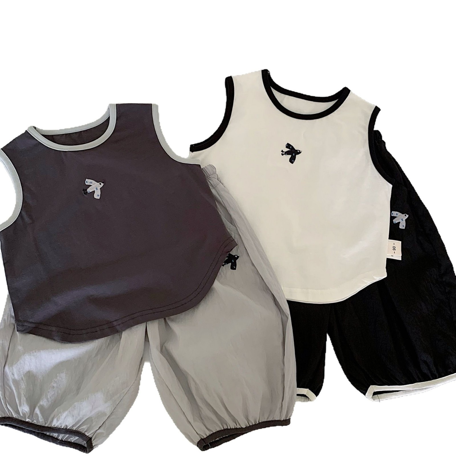 Traje sin mangas de verano para niños Maibao 2025 nuevo chaleco de algodón para niños coreanos de dos piezas de moda de verano para niños