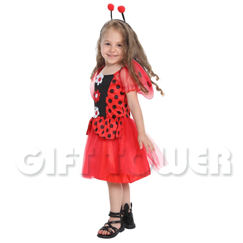 Hwanyou S-0048 Cute Ladybug Little Princess Party Costume, Halloween Playful Children's costume, Masqueraded Ball sleeping bag detail image 4