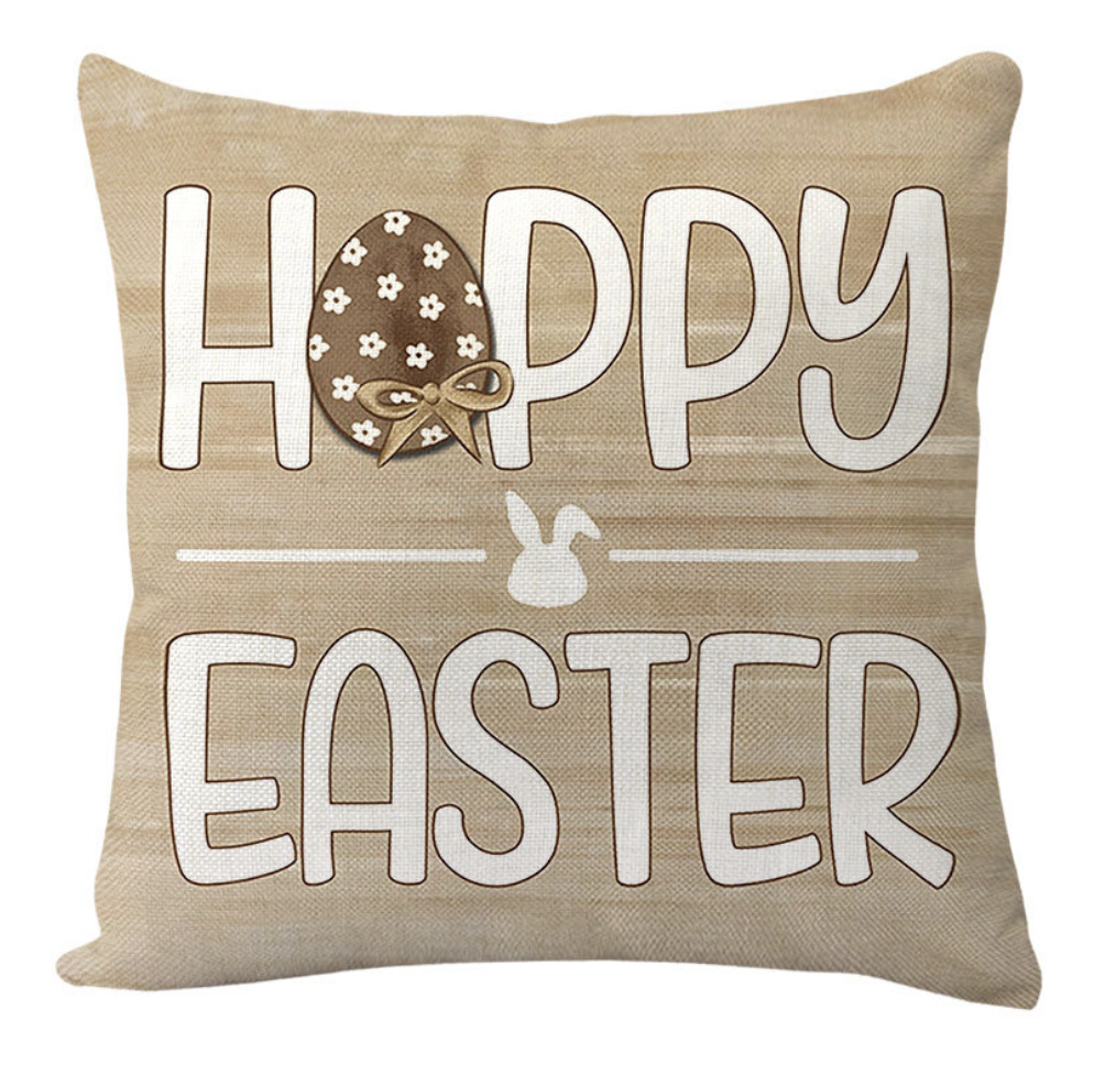 Amazon transfronterizo conejo de Pascua huevo lino almohada cubierta de cojín de coche de oficina sofá