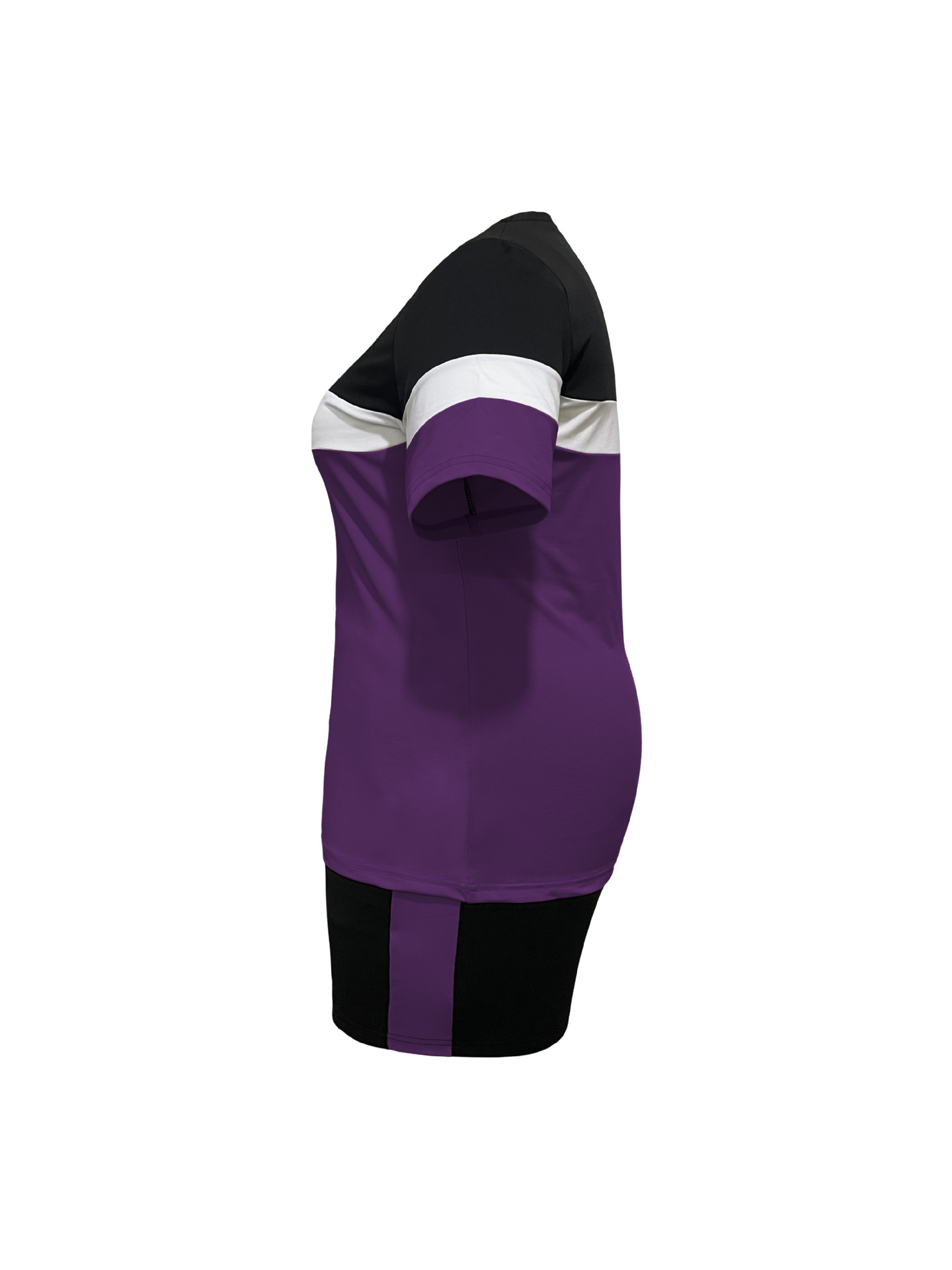 Women's Summer Sportswear Set Fashionable Color Block Crew Neck Short Sleeve T-Shirt Drawstring Shorts 2 Piece Outfit_ecoleips.com