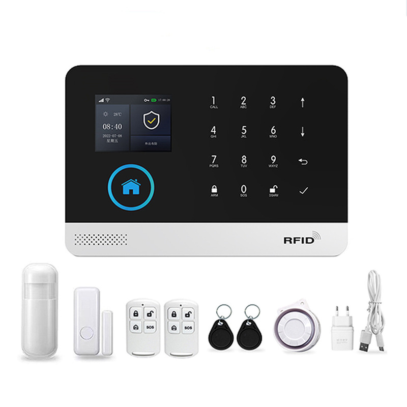 落書きスマートWIFI GSM防犯警報器家庭用無線ダブルネット全タッチカラースクリーン防犯警報ホスト|undefined