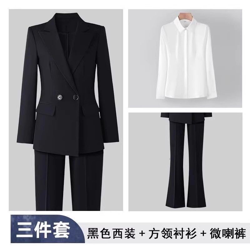 西装套装女职业正装大学生公考面试工作服气质高级感黑色西服外套|undefined