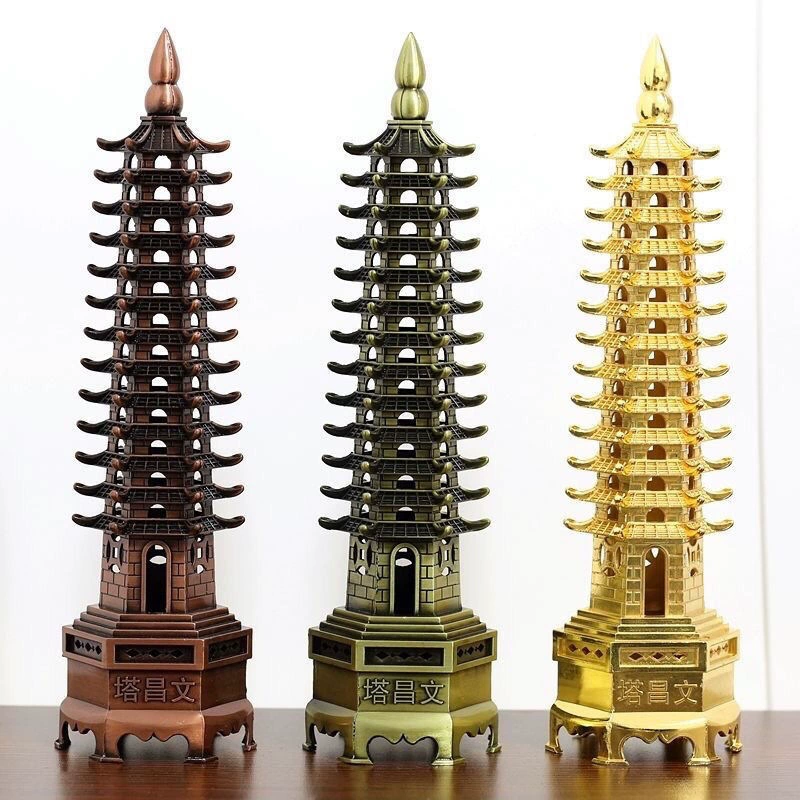 Чистый медный сплав 13-слойный 9-слойный 7-слойный Декор башни Wenchang 10-слойное украшение для офисного стола и учебы Башня Wenchang