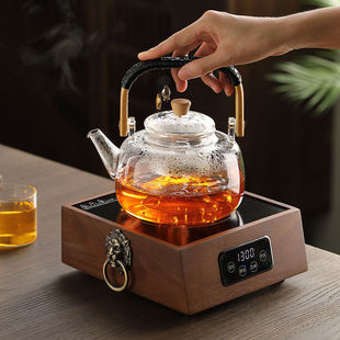 Walnut Electric Ceramic Stove Tea Maker with Glass Kettle for Home Use Electric Tea Stove Tea Set Induction Cooker