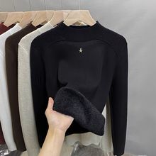 一体绒蕾丝半高领毛衣女加绒厚打底衫秋冬新款针织衫保暖内搭上衣