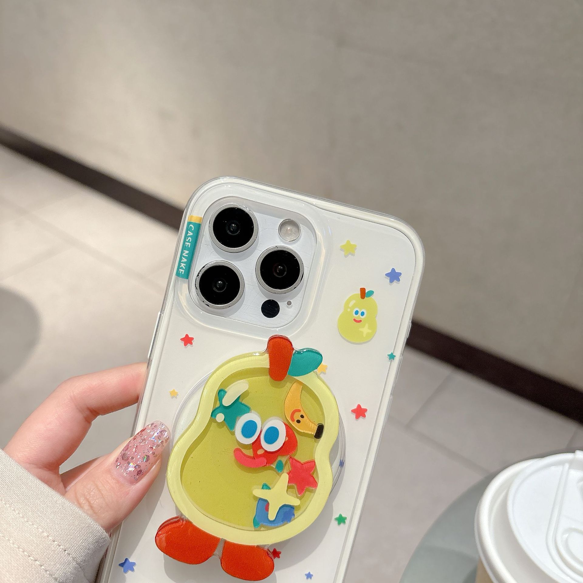 Divertida dopamina de verano de dibujos animados para Apple 15/16 funda para teléfono móvil 15Pro simple 16PM pareja 14/13