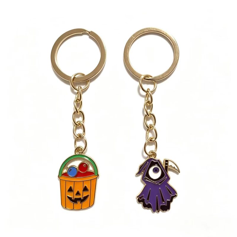 Cross-Border Halloween Enamel Keychain Pumpkin Bucket Grim Reaper Ghost Pendant Alloy Enamel Bag Charm Small Gift Cross-Border Halloween Enamel Keychain Pumpkin Bucket Grim Reaper Ghost Pendant Alloy Enamel Bag Charm Small Gift