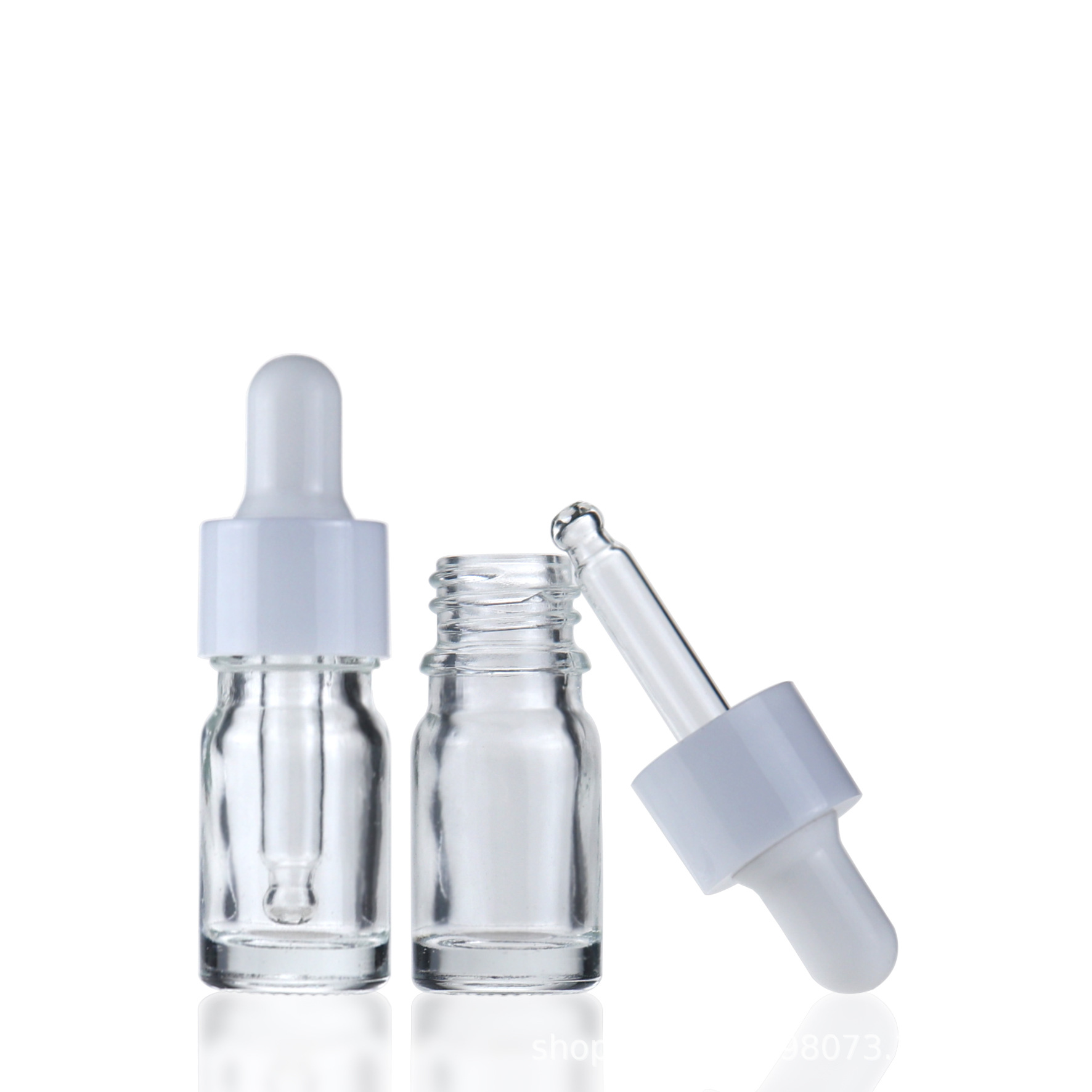 现货玻璃瓶 5ML透明精油瓶配胶塞黑白大头盖 5ML乳液香水用瓶