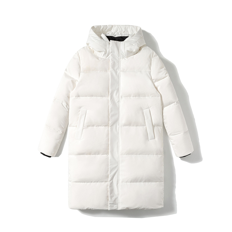 Invierno transfronterizo de tamaño medio largo plumón chaqueta de invierno hombre blanco chaqueta de invierno suelta chaqueta caliente con capuchón
