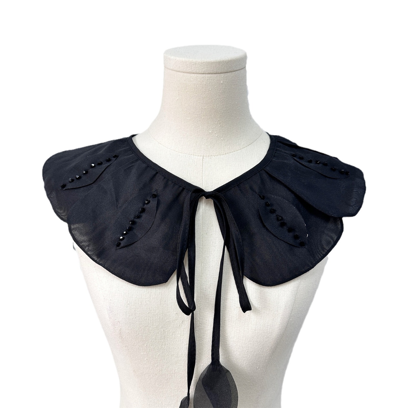 Nuevo volantes bordado encaje collar flor ropa a juego vestido pajarita falso collar fábrica al por mayor