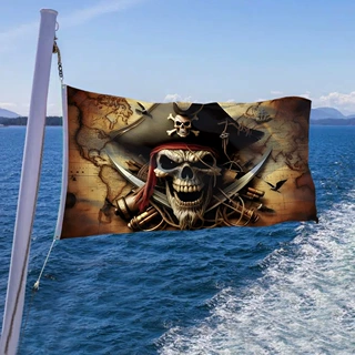 万圣节  skull pirate 骷髅海盗旗帜 旗帜 3*5FT