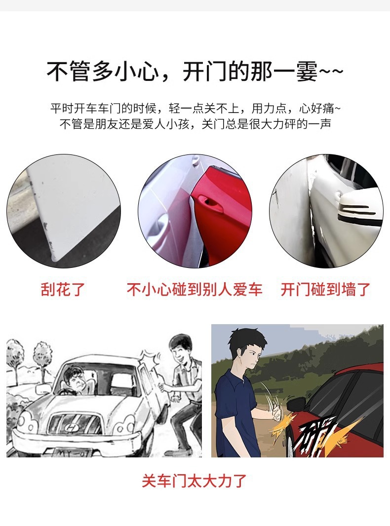 Car Door Anti-Collision Strip, Universal Door Edge Protection Strip, No-Adhesive Door Opening Anti-Scratch and Anti-Bump Adhesive Strip, Decorative Accessories