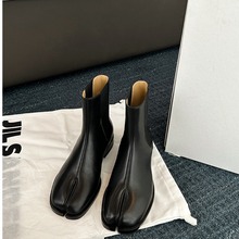 葡萄妈英伦风马蹄鞋短靴中筒弹力个性设计切尔西靴纯色韩版靴子