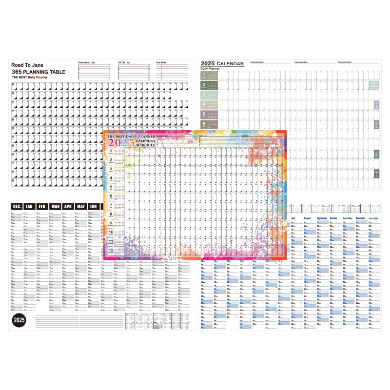 2025 calendario en inglés en la pared calendario de pared creativo simple y autodisciplina plan de póster