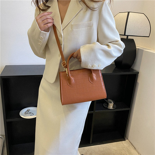  new style retro texture simple women's bag fashionable stone pattern crossbody bag ins small square bag fashion handbag