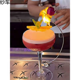 酒吧百科 火焰玫瑰酒杯 网红火烧变玫瑰鸡尾酒杯分子料理装饰夹杯