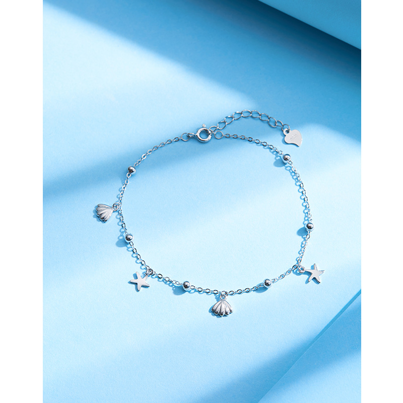 925 plata esterlina estrella Shell pulsera femenina verano luz lujo nicho diseño temperamento de alta calidad pulsera joven