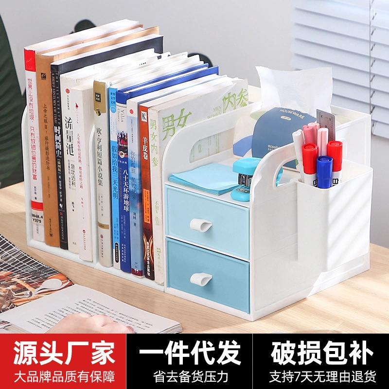 Simple Bookshelf on Desk, Student Desktop Storage Rack, Home Office Simple Bookcase Organization and Storage Rack