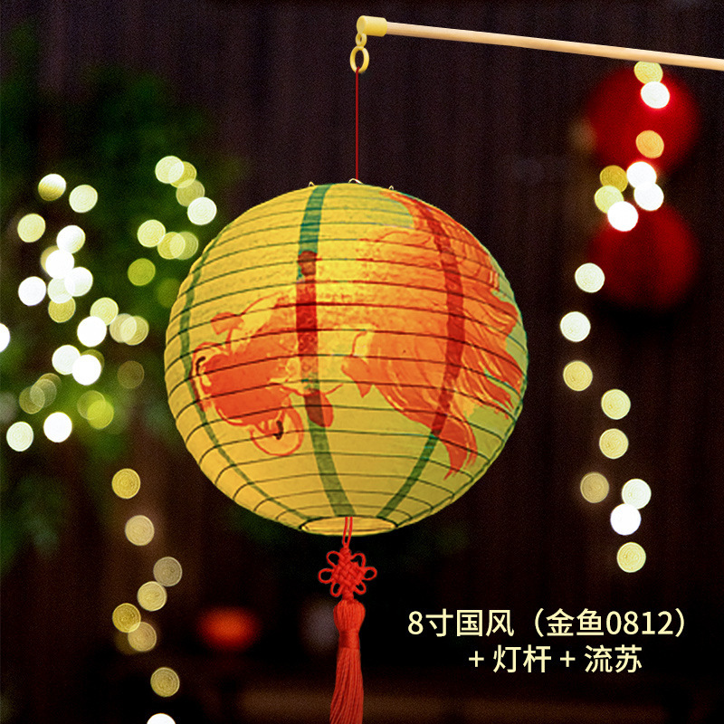 2025中秋节兔子纸灯笼拉丝手提灯笼挂件红灯笼diy古风手工制作|undefined