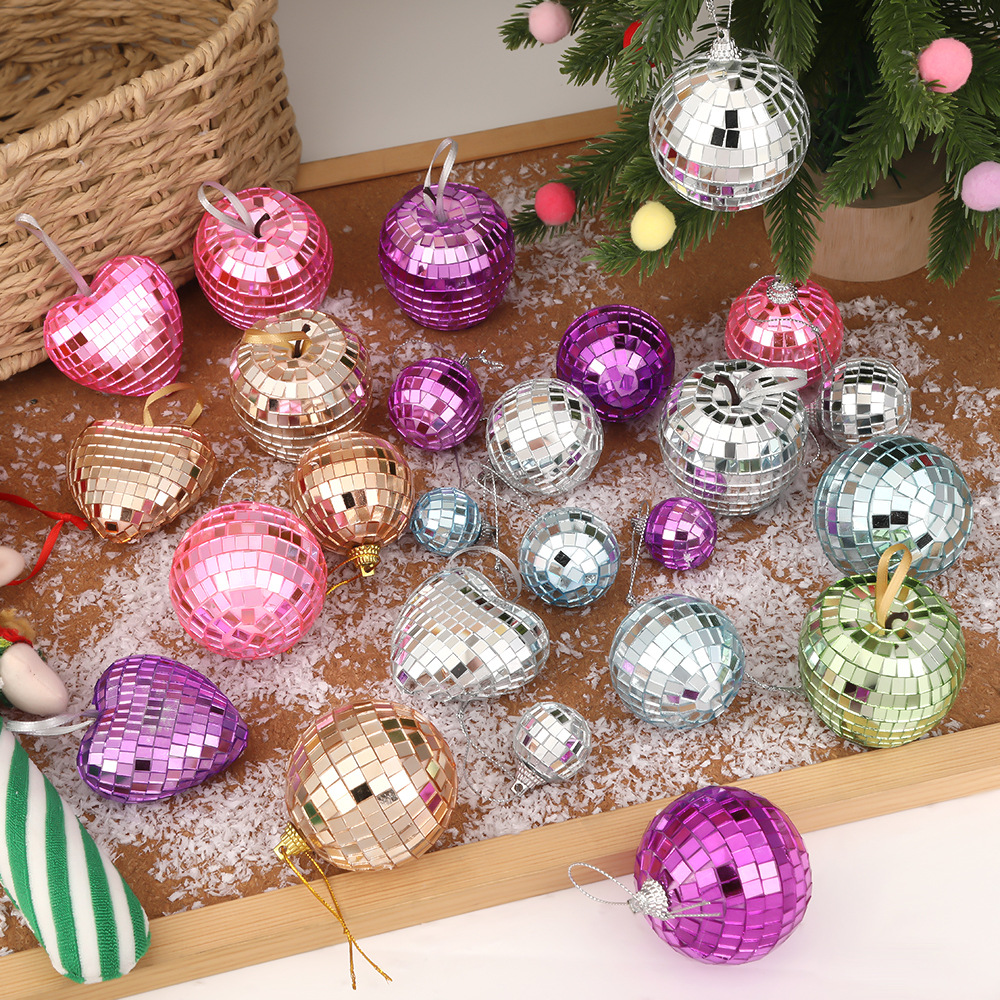 Christmas tree disco ball pendant holiday party bar atmosphere mirror ball window photography stage decoration props