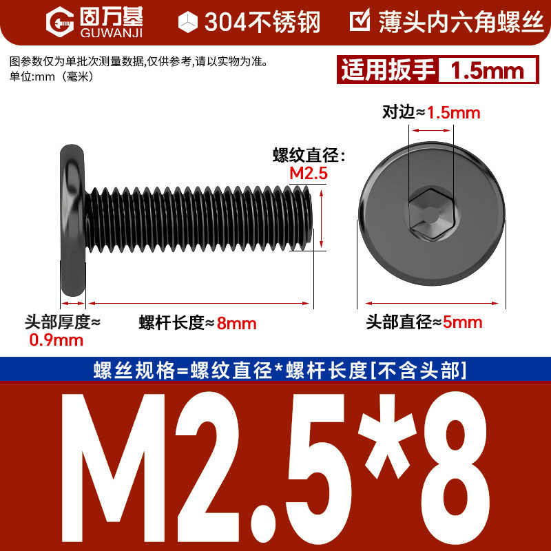 304 black m2.5*8