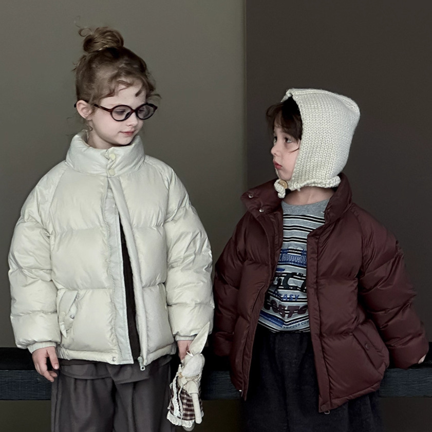 秋冬新款2025亲子立领羽绒服新国标90白鸭绒韩版中小童外套批发