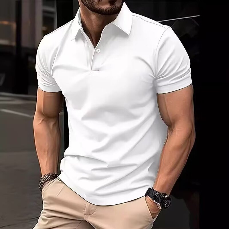 European and American ins cross-border 2025 summer fast-selling Amazon T-shirt men's button Henry collar sports affordable polo shirt
