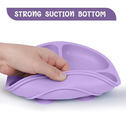 Amazon's popular children's suction cups round silicone dinner plate infant feeding anti-lost fixed three-grid smiling face plate