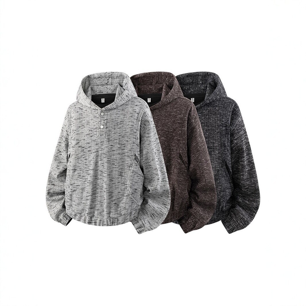 Men's Hooded Fleece Sweatshirt, Spring and Autumn Warm Thickened Sports Jacket, Stand-up Collar Long-sleeve Casual Top