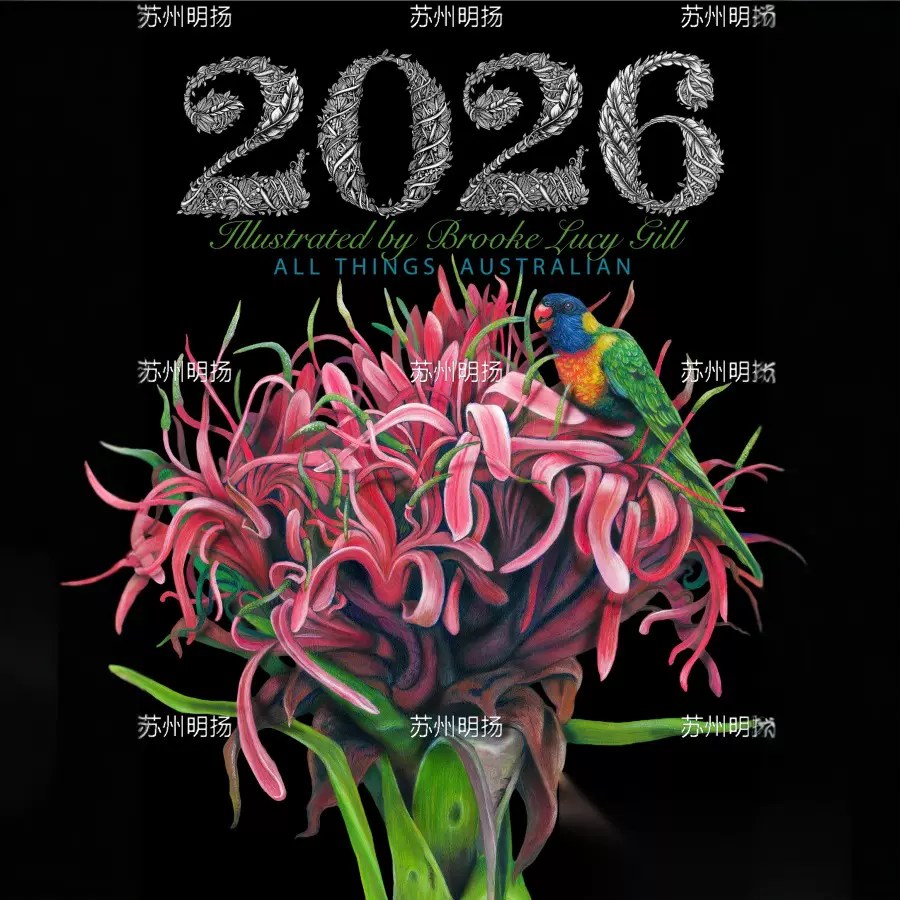 跨境新品2026澳大利亚动植物插画台历艺术手绘螺旋装订桌面日历