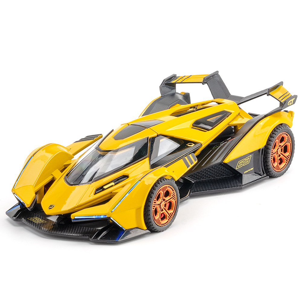 (Box-packed) 1:32 Scale Replica Lamborghini V12 Alloy Sports Car Model Ornament Children's Toy with Sound and Light—Drop Shipping