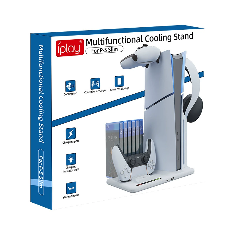 PS5SLIM host multi -functional heat dissipation base with discs with dish storage rack PS5 handle double -seat headset