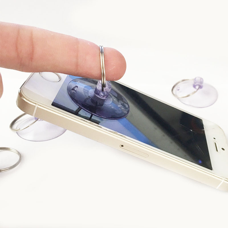 透明手机维修吸盘 4.0mm强力挂钩3.5mm 带环透明小拆屏维修工具