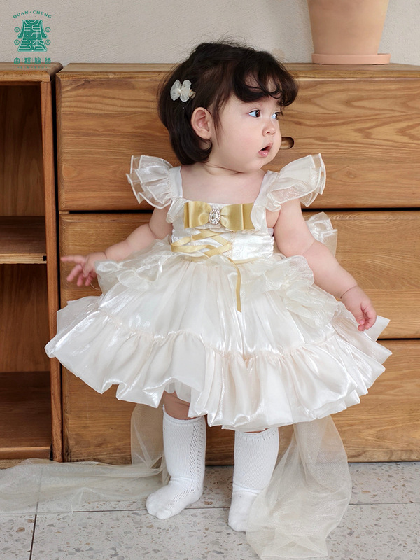 2025夏の洋風の女の子の赤ちゃんの子供のワンピースのロリータの王女のスカートの1-3eの子供の誕生日のドレスの蓬蓬のスカートの子供服|undefined