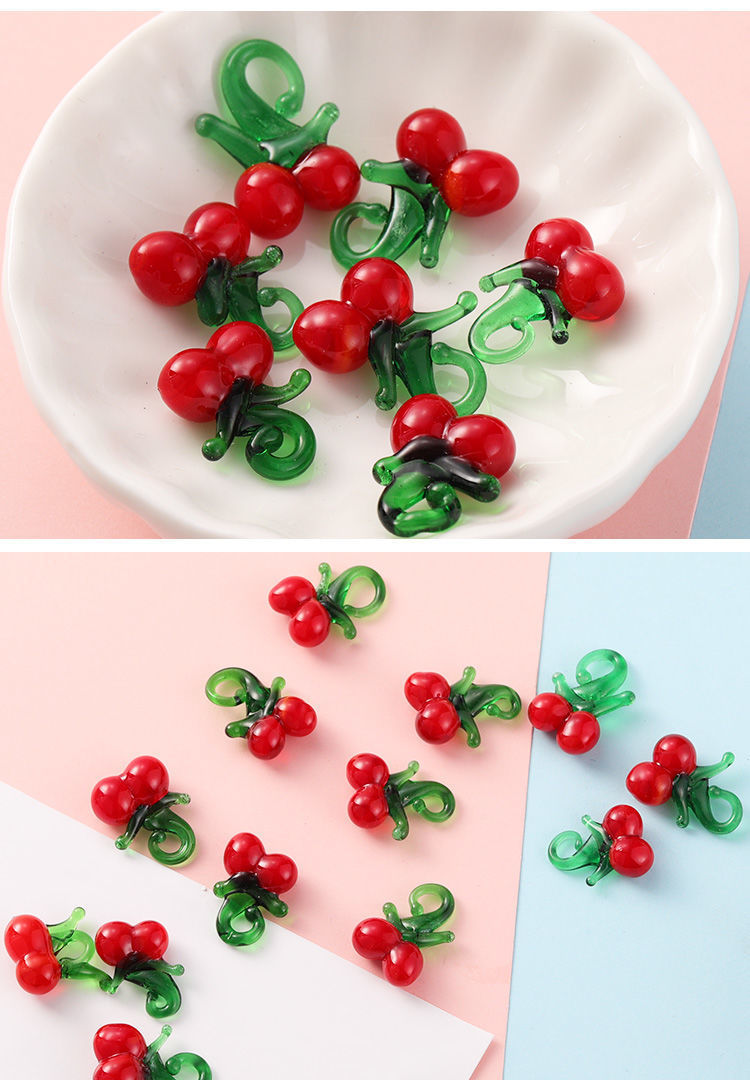 10 Pcs/package Sweet Cherry Glass Pendant Jewelry Accessories display picture 1