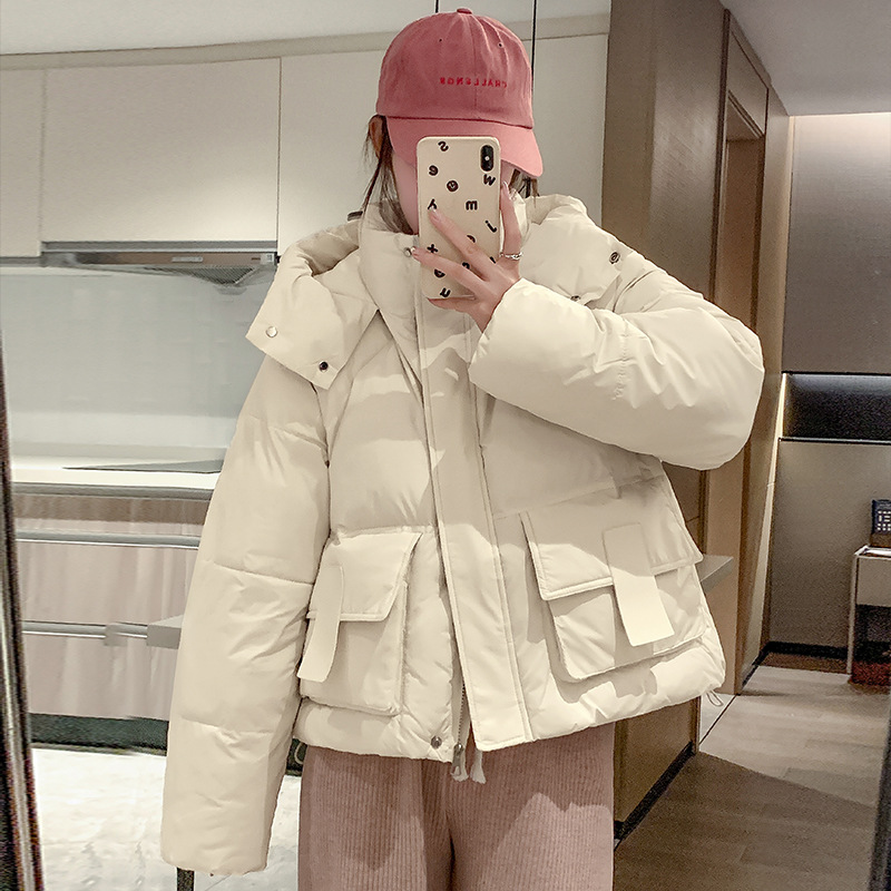 Capa de algodón de pluma corta para mujeres 2024 invierno nuevo estilo coreano de algodón suelto engrosado chaqueta de algodón de moda pequeña chaqueta